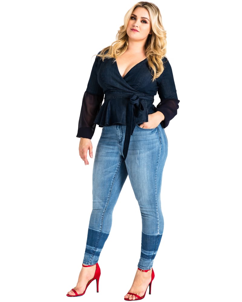 Contrast stripe jeans top